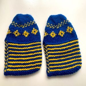 Traditional Turkish wool socks for boys 3-5 years blue and yellow New